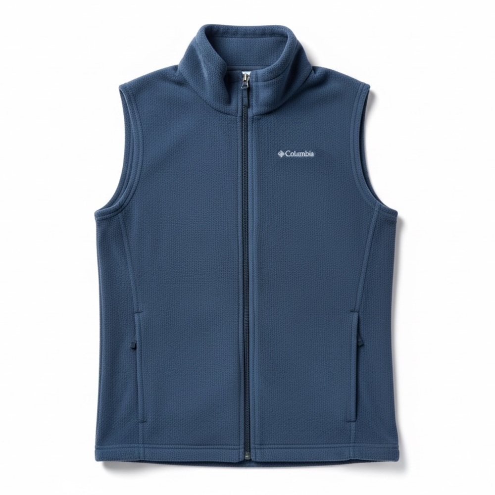 Columbia Kids Fleece Vest Blue Full Zip Lightweight Youth Large (14/16 Years)
